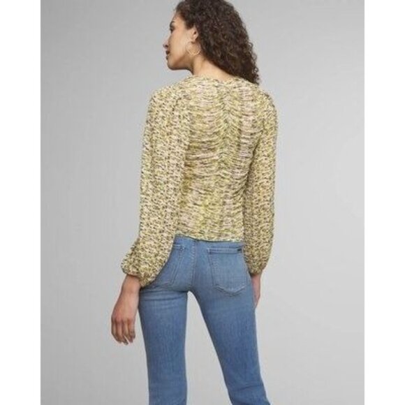 White House Black Market Long Sleeve Pleated Keyhole Blouse 8 10 - Picture 2 of 9